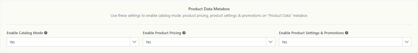 WooCommerce Catalog Mode - Pricing, Enquiry Forms & Promotions - Product Data Metabox