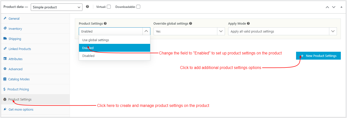 WooCommerce Catalog Mode - Pricing, Enquiry Forms & Promotions - Product Settings Meta