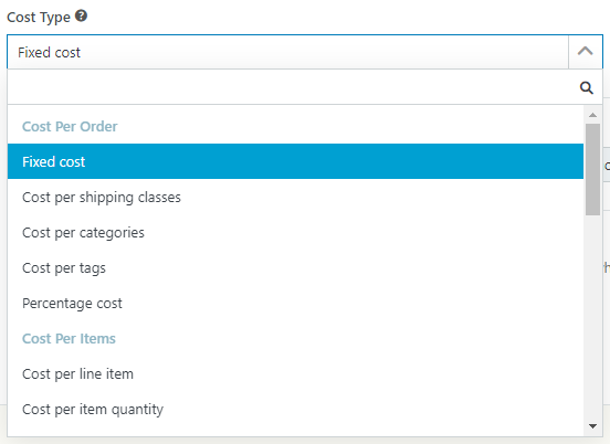 WooCommerce Table Rate Shipping - Shipping Cost Types