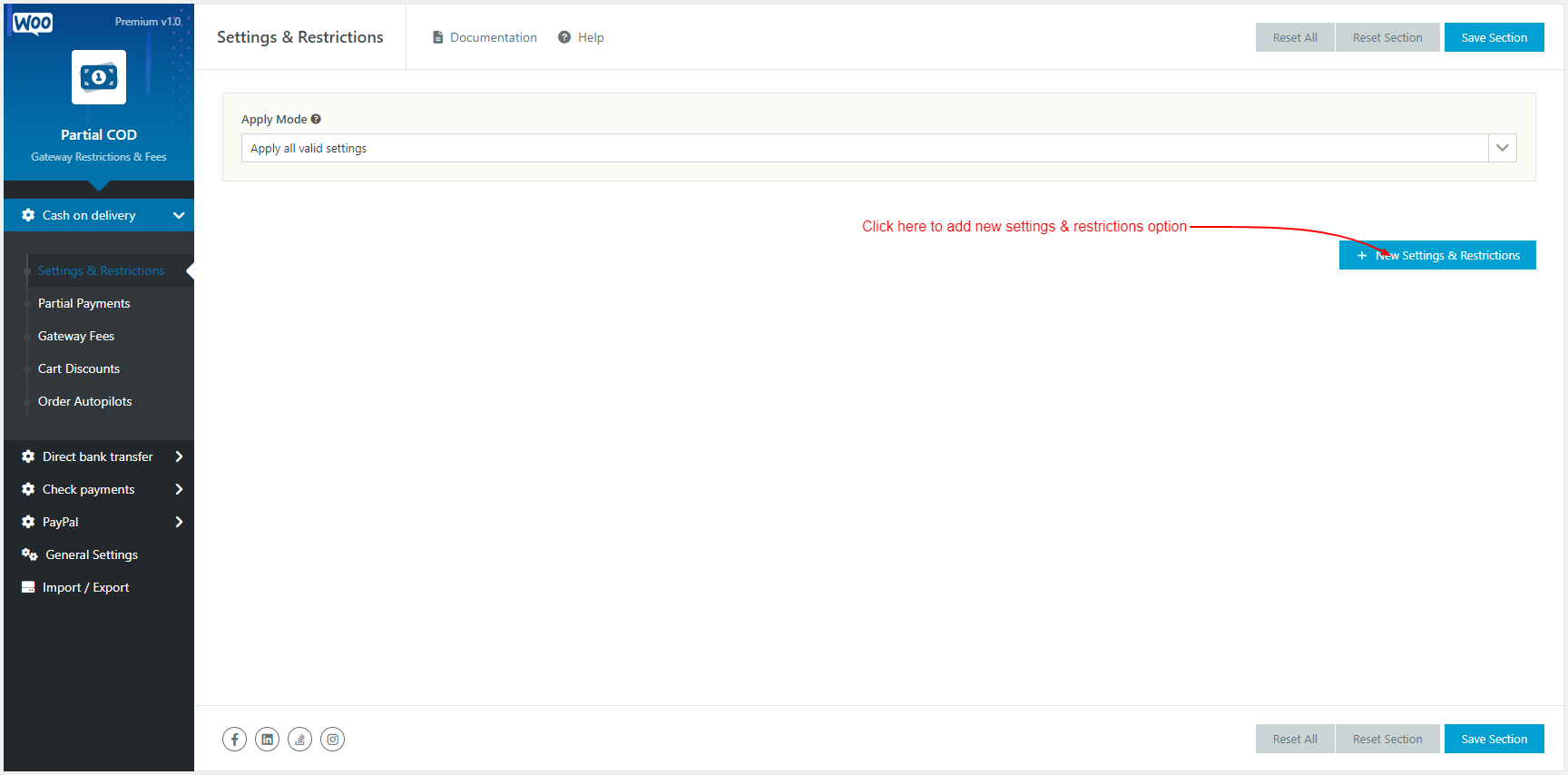 WooCommerce Partial COD - Payment Gateway Restrictions & Fees - Settings & Restrictions