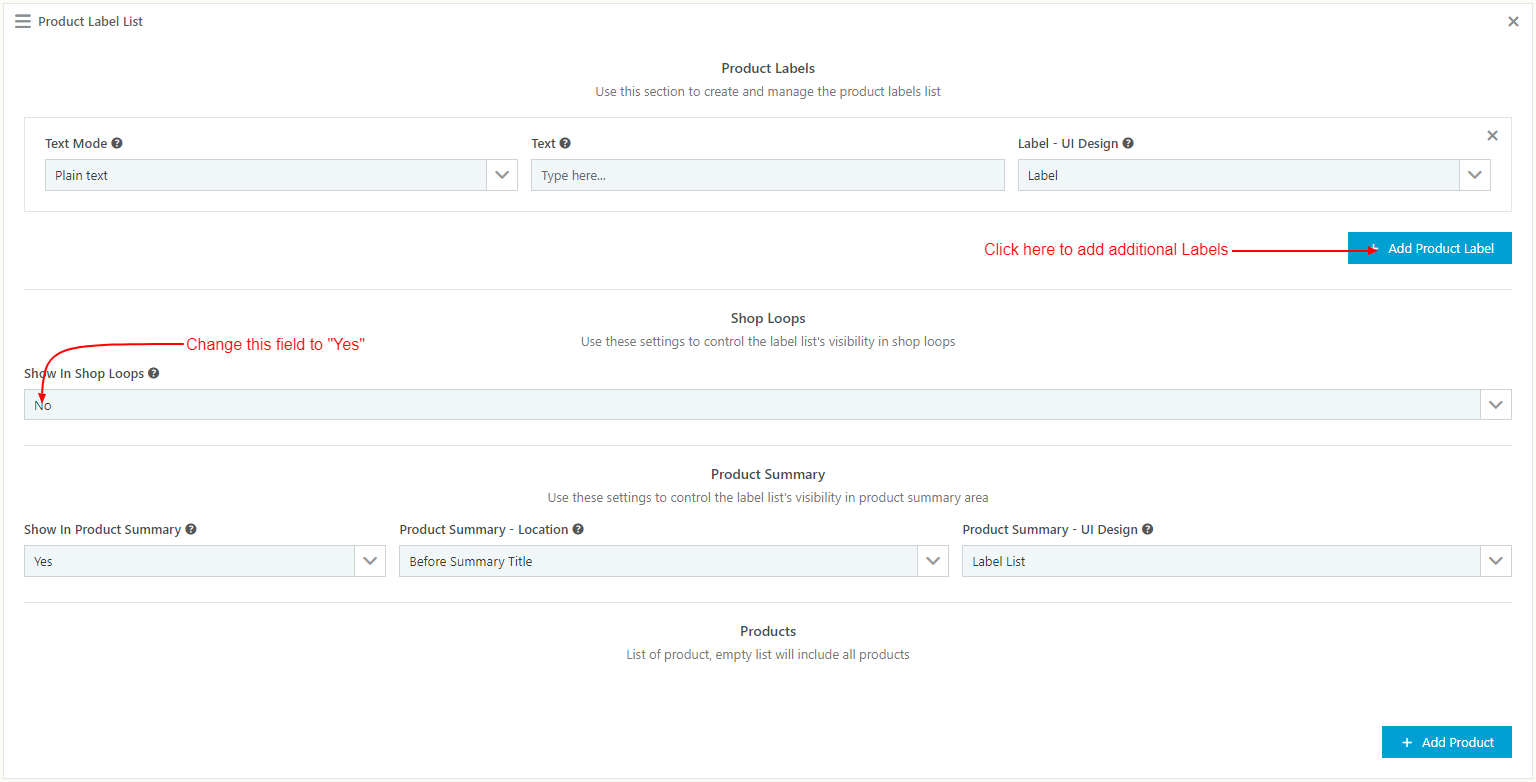 WooCommerce Catalog Mode - Pricing, Enquiry Forms & Promotions - Product Label List