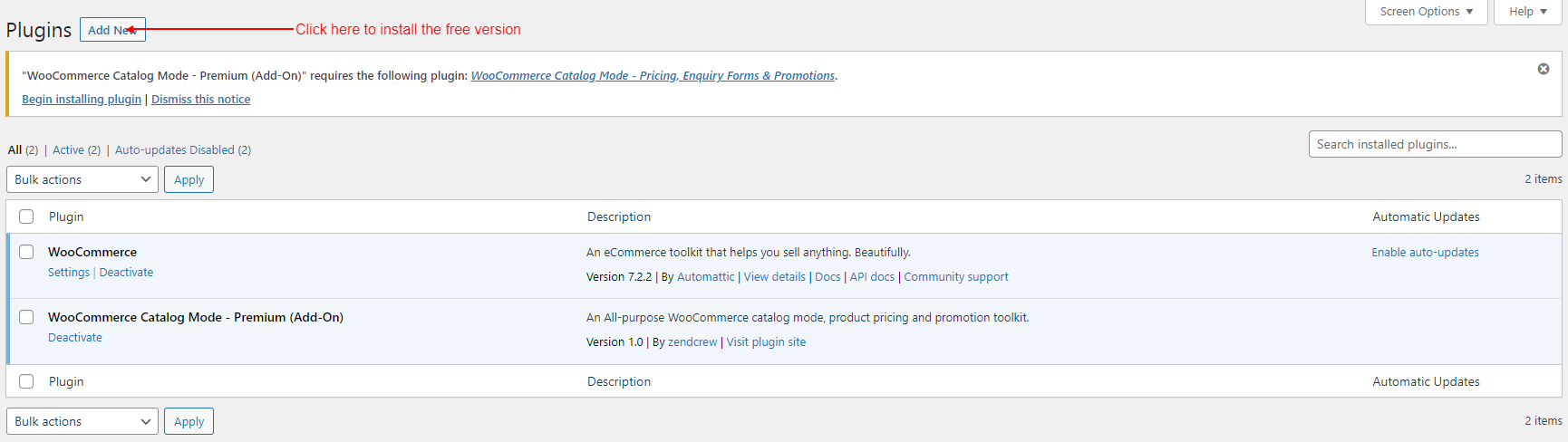 WooCommerce Catalog Mode - Pricing, Enquiry Forms & Promotions - Required Plugins