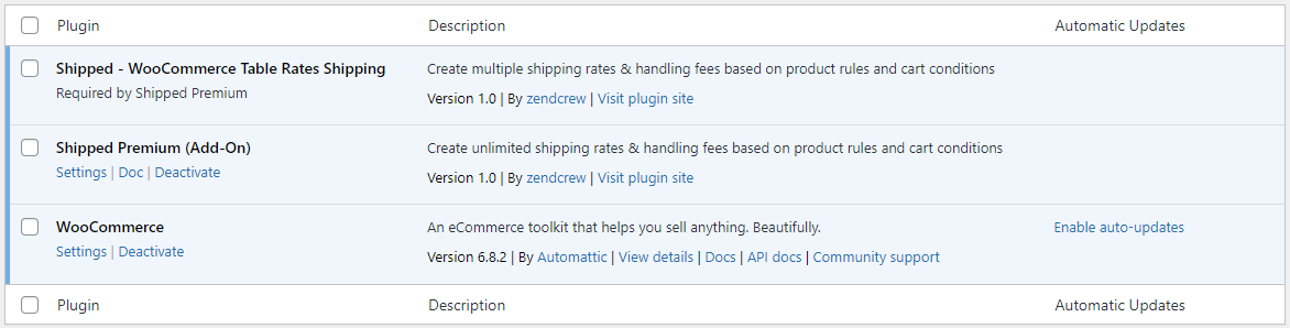 WooCommerce Table Rate Shipping - Required Plugins Complete
