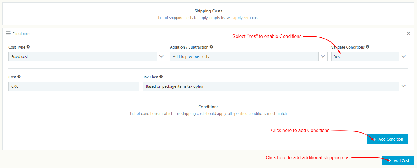 WooCommerce Table Rate Shipping - Shipping Cost